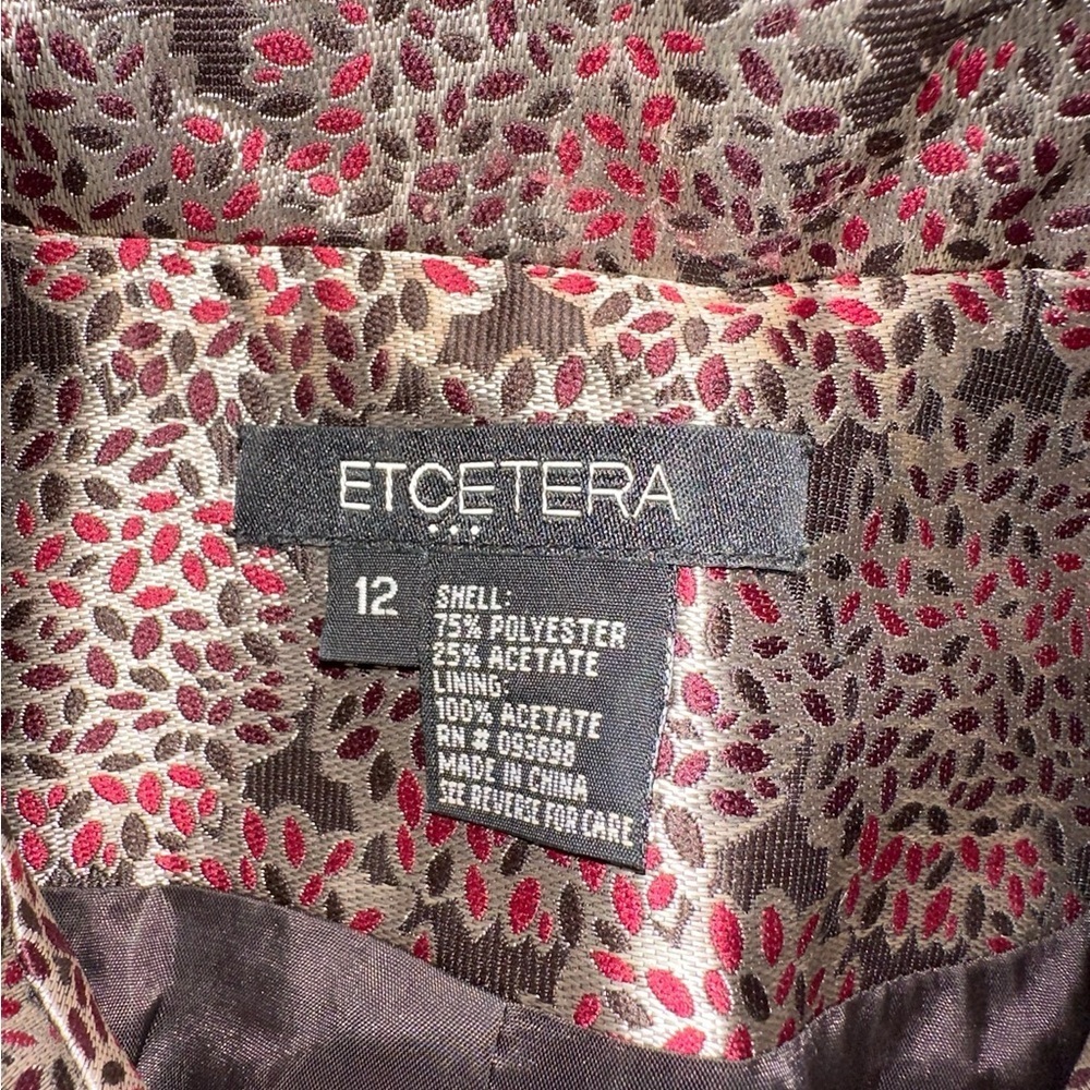 ETCETERA Metallic Printed Button Front Blazer Jacket Size 12 - Picture 9 of 9